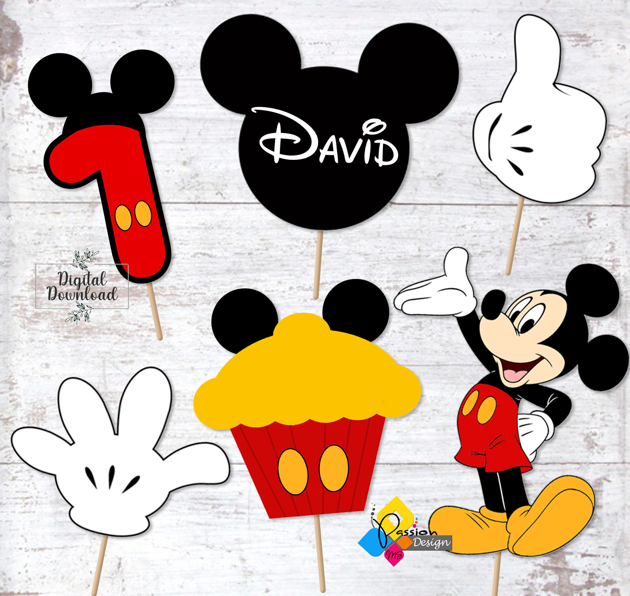 Mickey Mouse Inspired Garlands Set of 4 or 8 VERTICAL, Mickey Mouse  Birthday Garland, Mickey Mouse Party Decorations 