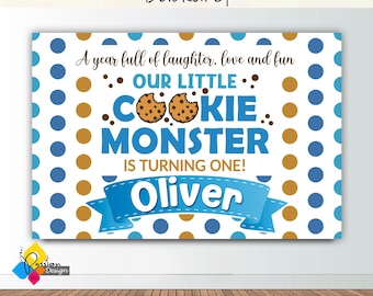 Fondo imprimible para cumpleaños con forma de galleta. Banner personalizado para fiesta de galletas. Fondo para cumpleaños con forma de galleta de 4' x 6'. Tema para fiesta de galletas. Decoración para fiesta de galletas