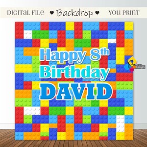 Printable BUILDING BLOCKS Birthday Backdrop. Building Blocks Party Decor. Custom Building Blocks Party Banner. Blue, Green, Yellow, Orange