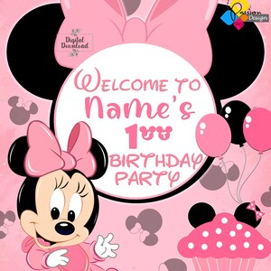 Printable MINNIE MOUSE First Birthday Welcome Board. Custom Minnie ...