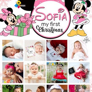 Printable MINNIE MOUSE Baby's First Christmas Photo Poster. Minnie ...