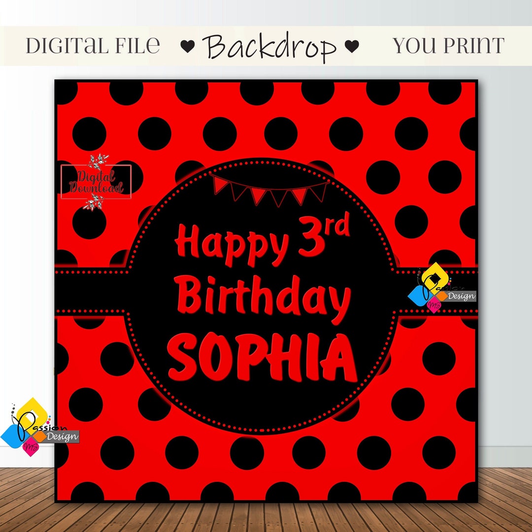 Printable LADYBUG Birthday Backdrop. Digital Ladybug Background ...