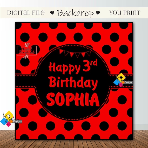 Fondo de Cumpleaños para Imprimir de LADYBUG. Fondo de mariquita digital.  Pancarta de fiesta temática de mariquita personalizada. Decoración de  fiesta con patrón de mariquita -  México