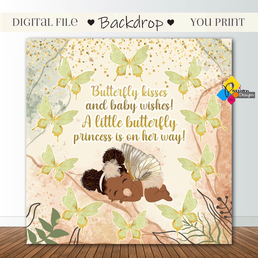 Printable BUTTERFLY BABY SHOWER Girl Pink Purple Backdrop. Baby Shower ...
