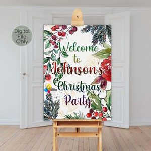 Printable CHRISTMAS Welcome Sign. Floral Christmas Party Decor. Custom ...
