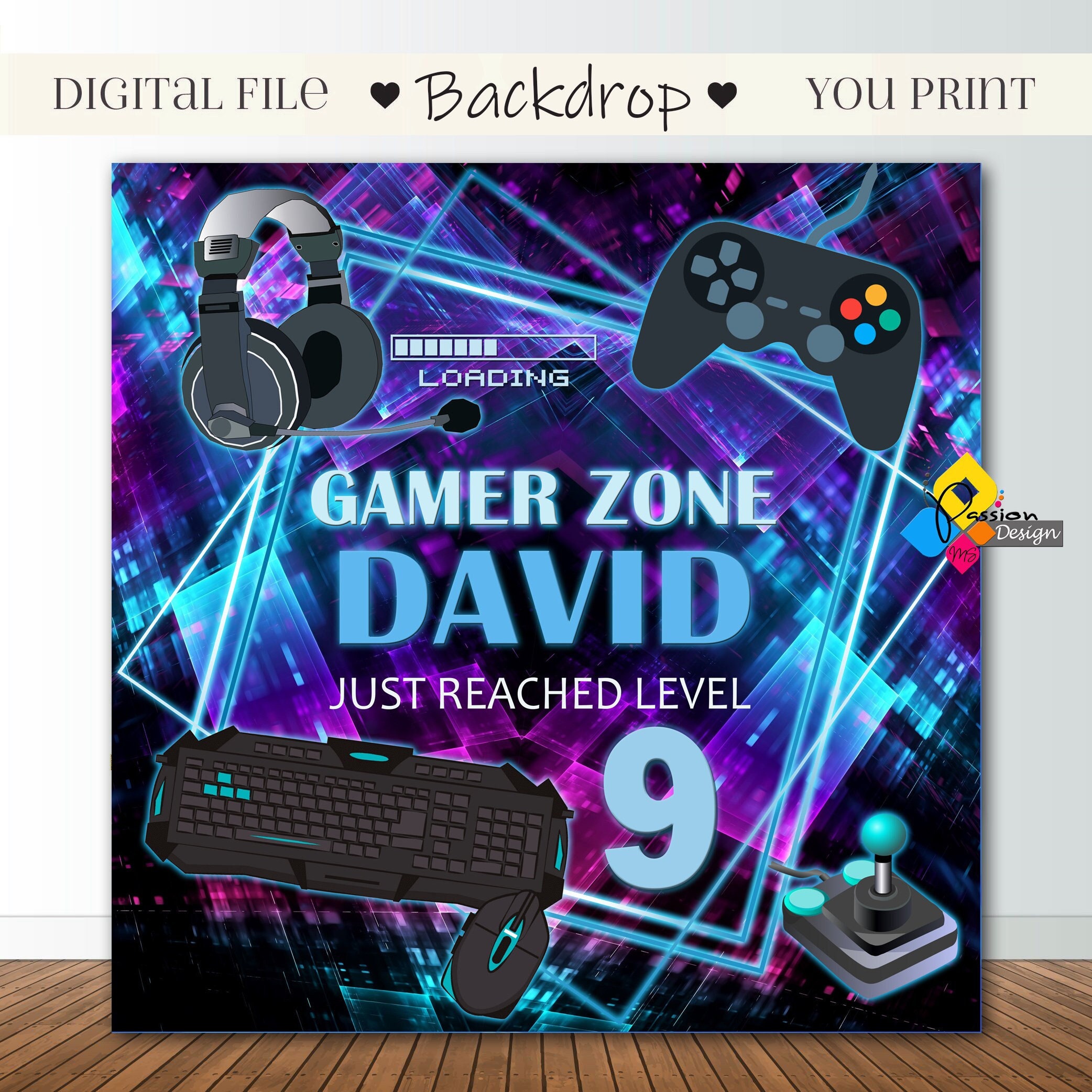 Printable Gaming Birthday Backdrop Digital Video Game Party Etsy Israel