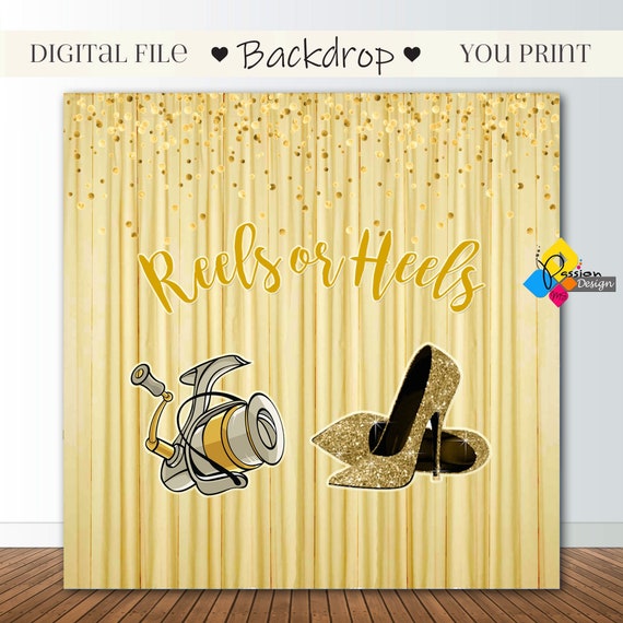 Printable Reels or Heels GENDER REVEAL Backdrop. Boy or Girl / | Etsy