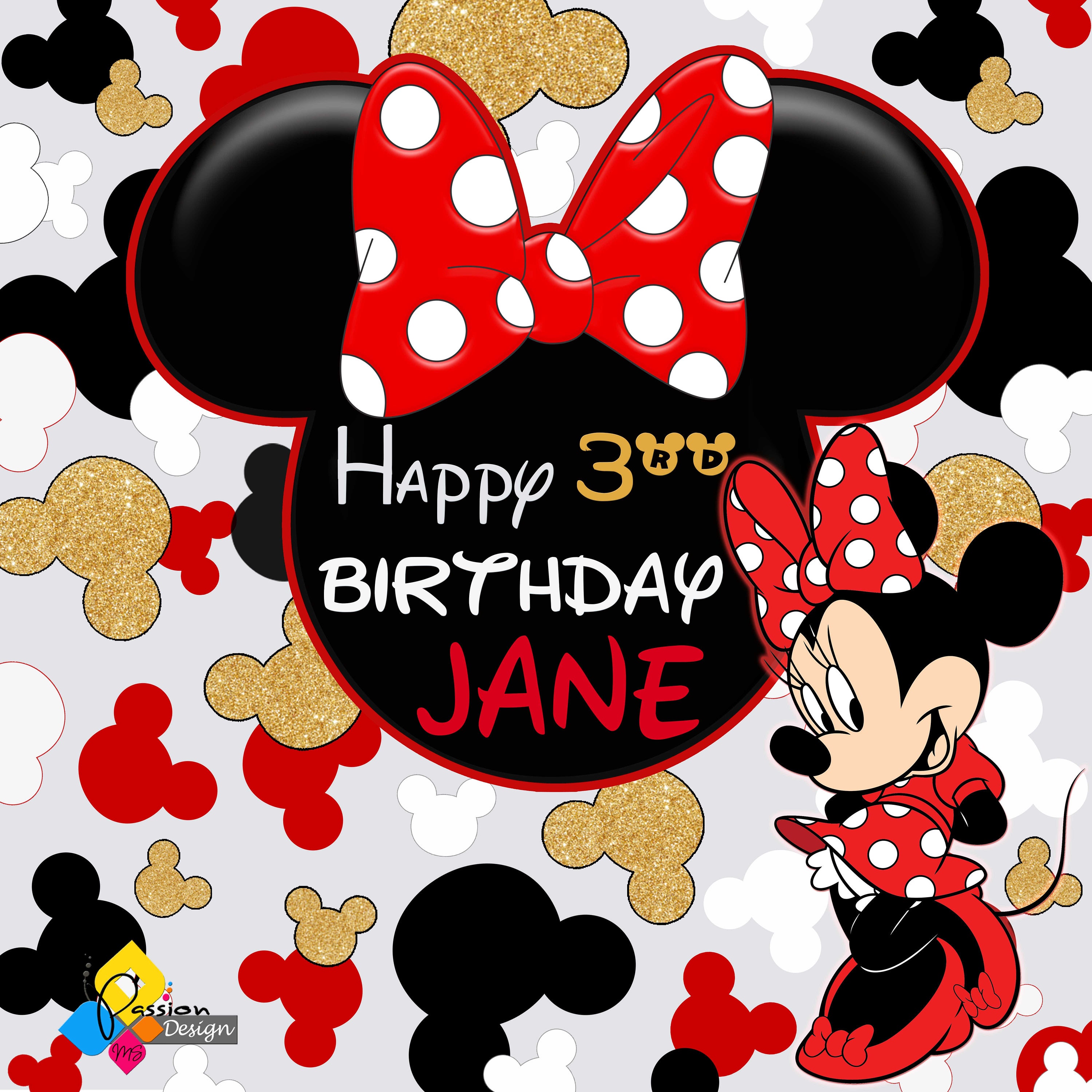 Druckbare MINNIE MAUS Geburtstagskulisse. CUSTOM Minnie Maus Etsy