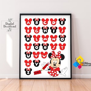MINNIE Mouse Alphabet Poster. DRUCKBARE Wandkunst. Minnie Maus ABC Poster. Kinderzimmer Dekor. Kinderzimmer Wanddeko. Kinderzimmer Dekor digitaler Download