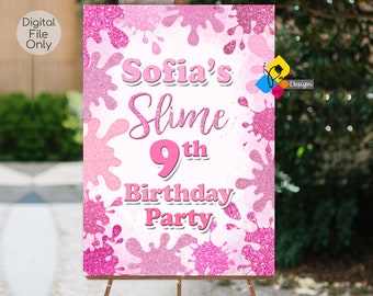 Printable Pink SLIME Birthday Welcome Board. Custom Slime Welcome Sign. Digital Slime Party Poster. Slime Birthday Theme Party Decoration