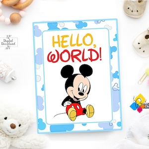 Imprimables 32 cartes Mickey Mouse Baby Boy Milestone. Cartes du mois de bébé. Cartes Baby Boy Milestone. Ensemble numérique de cartes Mickey Mouse Milestone
