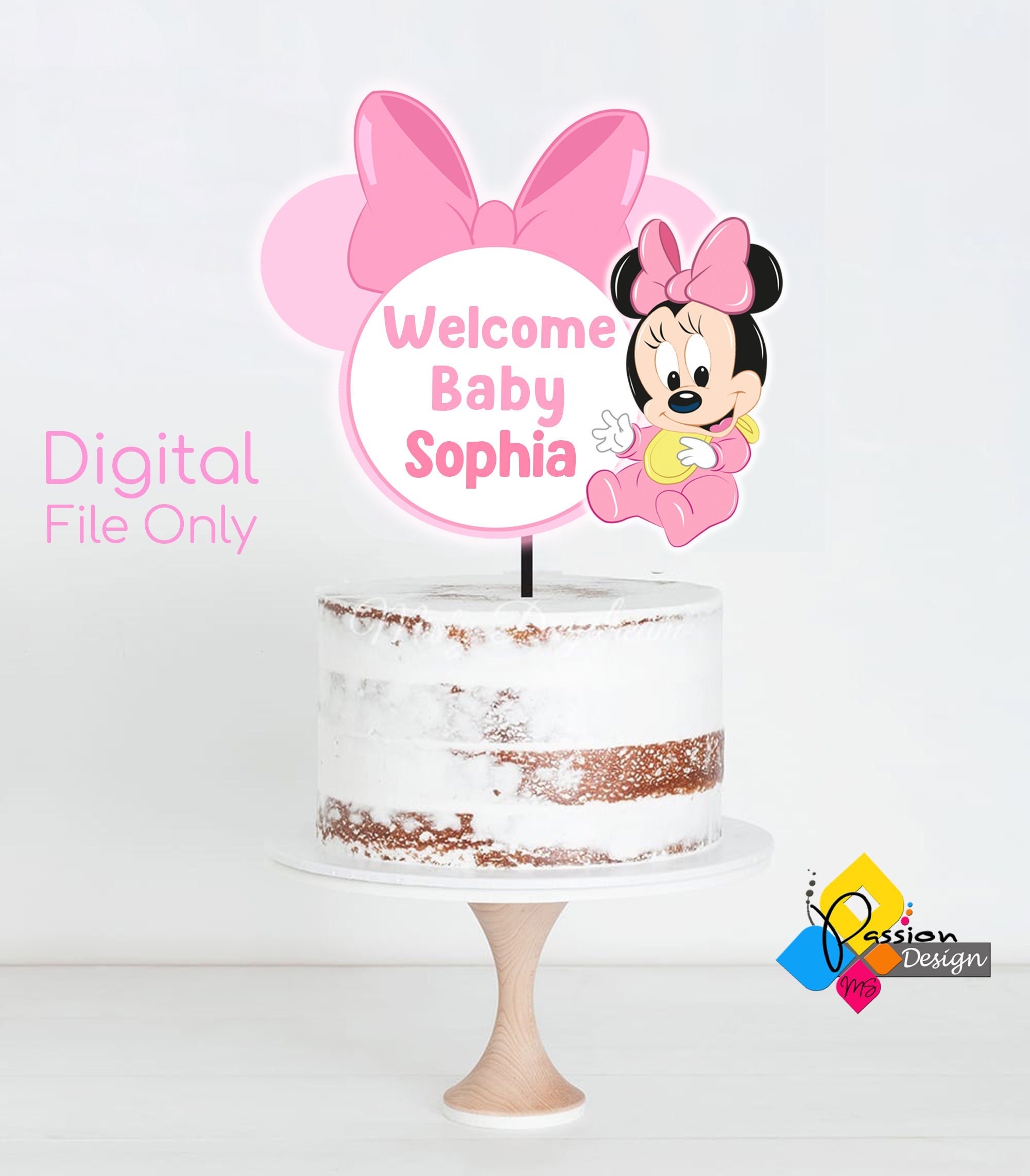 Buy Printable Baby Minnie Mouse Baby Shower Centerpiece. Custom Minnie Name  Cake Topper. DIY Minnie Mouse Welcome Baby Centerpiece. Minnie Mouse Online  in India - Etsy, image size:2000x2284