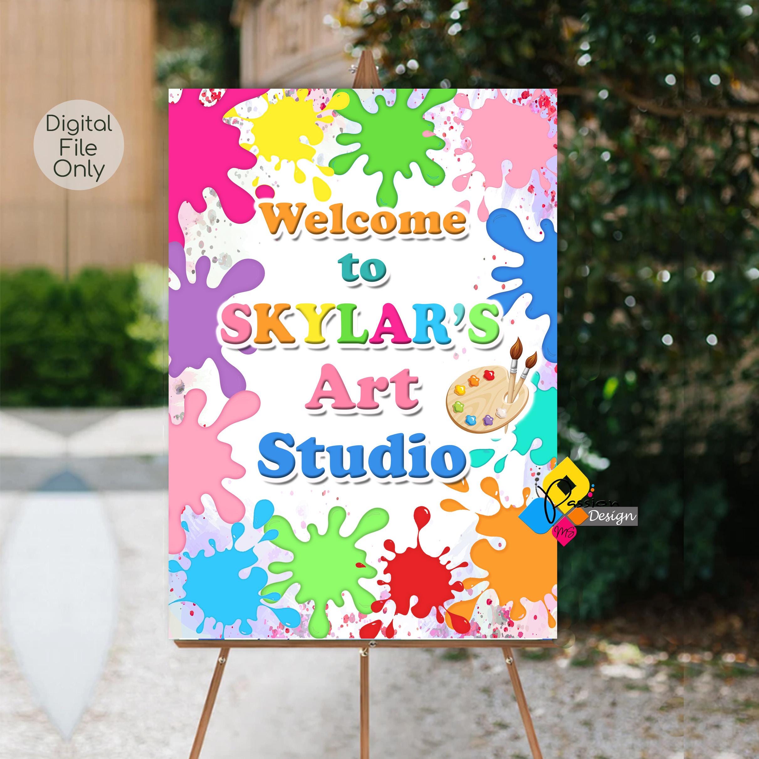 アート・デザイン・音楽 So Me Travail, Famille, Party Printable Art Party Welcome Board. Painting Birthday Party Decor