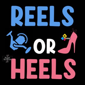 Printable Reels or Heels GENDER REVEAL Backdrop. Boy or Girl Party ...