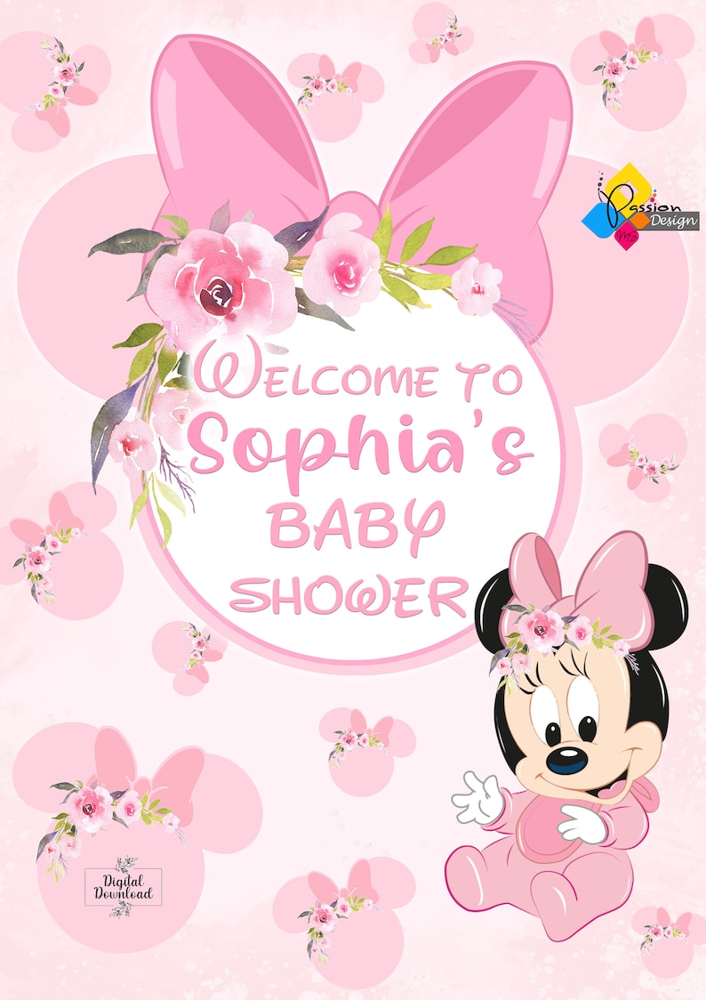 Printable MINNIE MOUSE Baby Shower Welcome Board. Custom Baby - Etsy
