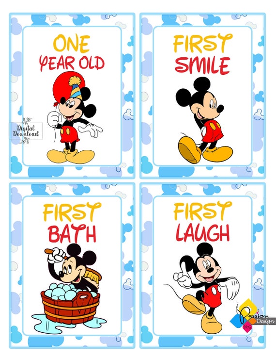 Printable 32 Mickey Mouse Baby Boy Milestone Cards. Baby Month - Etsy