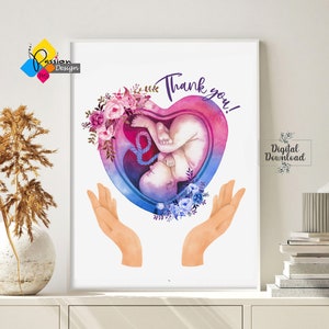 Póster imprimible de decoración de clínica de fertilidad, reproducción, embarazo y arte floral. Póster médico. Póster de ginecología para regalo. DESCARGA INSTANTÁNEA.