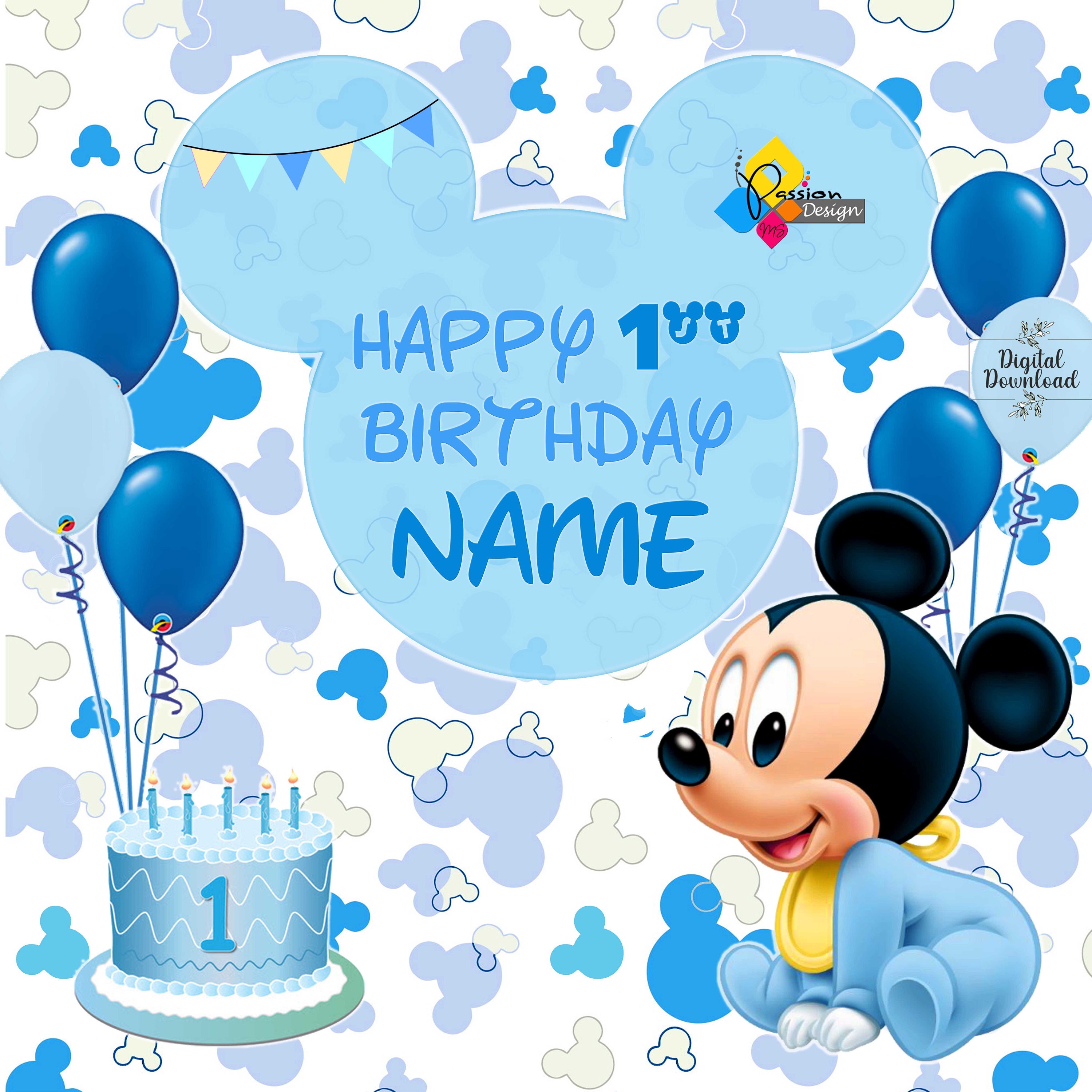 Mickey Mouse Happy 1st Birthday