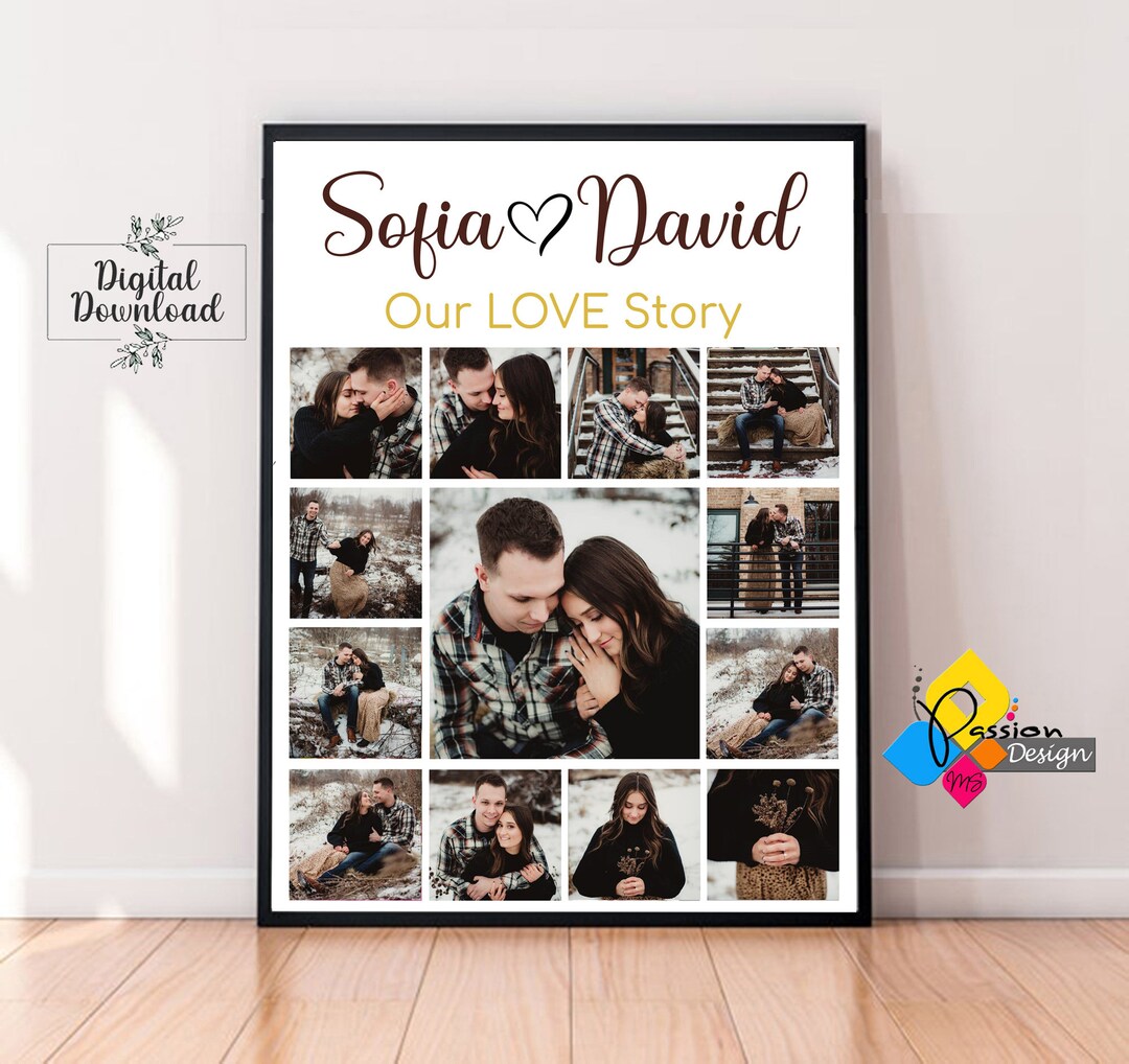 Digital Custom Picture LOVE Collage. Memorable Gift for Partner. Gift ...