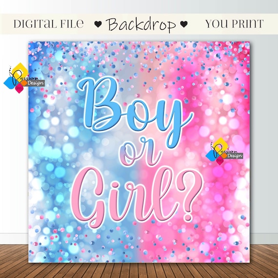 Printable BOY or GIRL GENDER Reveal Backdrop. Boy or Girl / He or She Party  Decoration. Digital Gender Reveal Banner. Instant Download