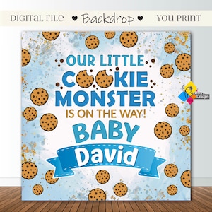 Fondo imprimible para baby shower con diseño de galletas. Banner personalizado para fiesta de galletas. Fondo digital para baby shower con diseño de galletas. Temática de galletas. Decoración para fiesta de galletas