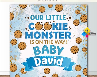 Fondo imprimible para baby shower con diseño de galletas. Banner personalizado para fiesta de galletas. Fondo digital para baby shower con diseño de galletas. Temática de galletas. Decoración para fiesta de galletas