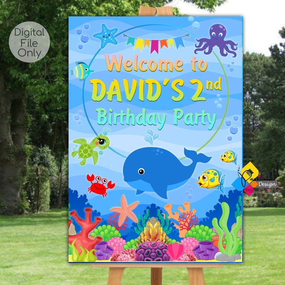 Buy Printable UNDER THE SEA Birthday Welcome Board. Custom Under