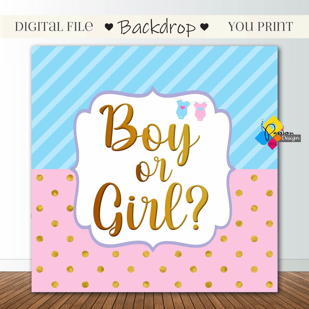 Printable Boy or Girl GENDER REVEAL Backdrop. He or She Party