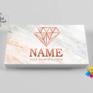 Printable Modern Design Business Card. Custom Handmade Jewelry Rose Gold Marble Business Card. Elegant Design Business Card. Digital File image 3