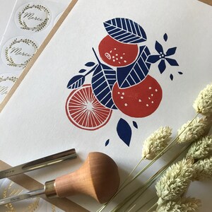 Minimalist orange linocut