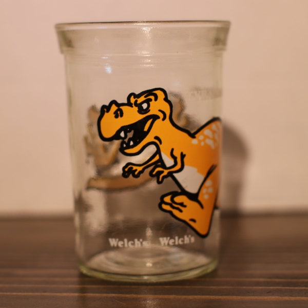 Welches Dinosaur Tyrannosaurus Rex Jelly Jar Glass Tumbler 1988