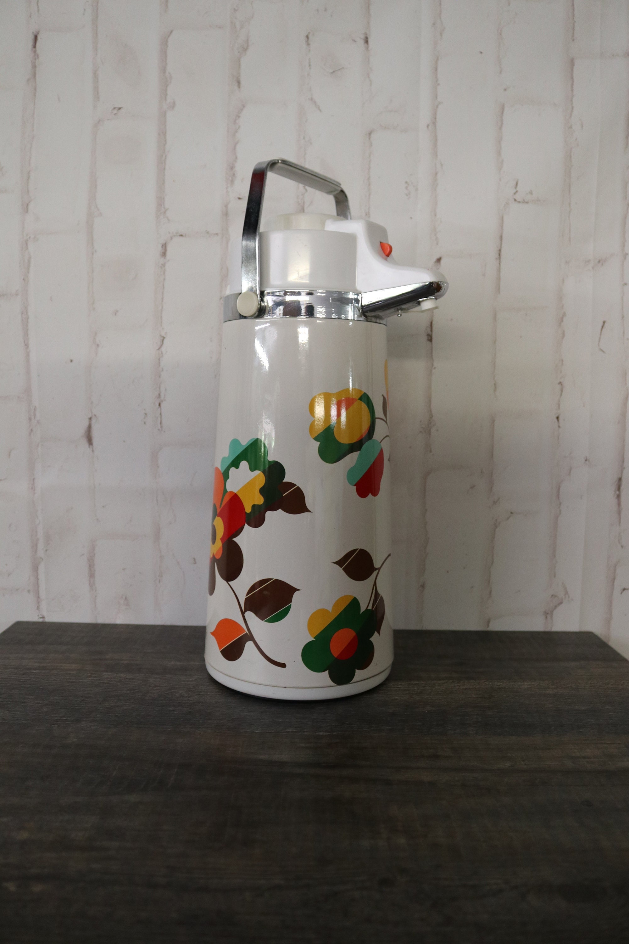 Vintage Rainbow Pump Thermos Large Hot and Cold Beverage Server 