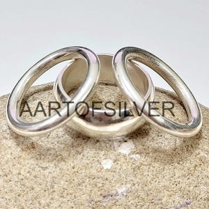 Handmade Sterling Silver Dome Ring Set: Chunky Wide Band Jewelry
