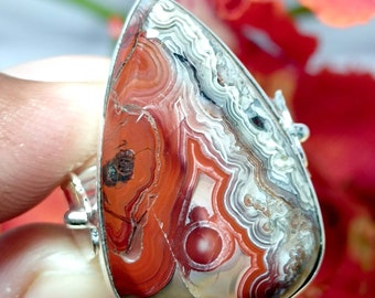 Natural Rare High Quality Large Crazy Lace Agate Mineral Healing Gemstone 925 Sterling Silver Unique Creative Handmade Pendant Jewelry Gift