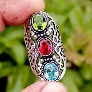 Sale ~ Multi Stone Ring, Amethyst Engagement Ring, 925 Silver Rings Amethyst  Gemstone Ring, Bohemian Ring,Designer Ring,