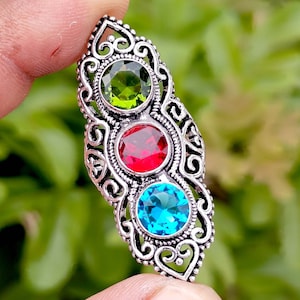 Sale ~ Multi Stone Ring, Amethyst Engagement Ring, 925 Silver Rings Amethyst  Gemstone Ring, Bohemian Ring,Designer Ring,