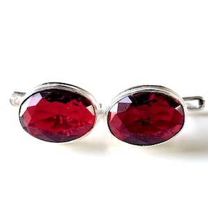 Garnet Lever Back Earrings, Dangle Earrings, Garnet Cut Garnet Earrings, January Birthstone Gift, 925 Sterling Silver, Women Delicate Gift