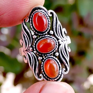 Natural Carnelian Ring,Stone Ring,Women Ring, Natural Carnelian, Anniversary Ring, Gemstone Ring,Carnelian Jewelry, Bohemian Ring,Gift Love