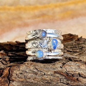 Moonstone Spinner Ring, 925 Sterling Silver Ring, Handmade Ring, Spinner Meditation Ring, Thumb Ring, Gift For Her,Gemstone Ring, Women Ring