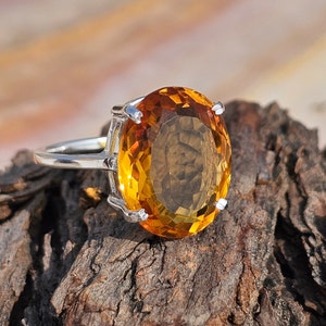 Citrine Gemstone Ring 925 Sterling Silver Ring, Statement Ring, Rings For Women, Valentine Day Gift Ring, Jewelry Citrine Silver Ring.