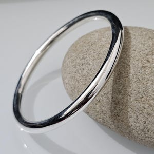 Handmade Sterling Silver Bangle: Minimalist Boho Jewelry, Stackable 7mm Cuff