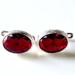 Garnet Lever Back Earrings, Dangle Earrings, Garnet Cut Garnet Earrings, January Birthstone Gift, 925 Sterling Silver, Women Delicate Gift