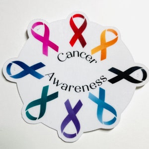 Autocollant de sensibilisation au cancer | Individuel ou en packs | Autocollants imperméables| Autocollants résistants aux intempéries | Résistant aux rayures | Autocollants en vinyle