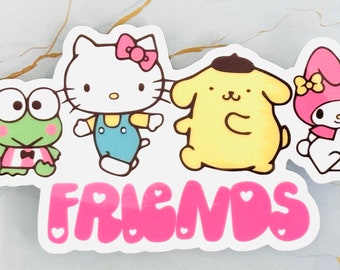 Hello Cat and Friends | Waterproof Stickers | Weatherproof Stickers | Scratch-Resistant | Vinyl Stickers | Party Favor