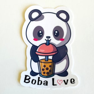 Panda Boba Stickers | Individual | Waterproof Stickers| Weatherproof Stickers | Scratch-Resistant | Vinyl Stickers | Die cut | Party Favor