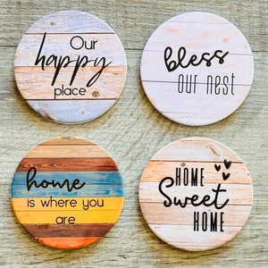 Home Coaster Set, Watercolor Design, Nature Inspired Home Decor, Ceramic Coaster, Home Quotes, Coffee Table Decor, Cork Back Coaster