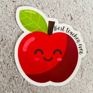Meilleur autocollant Apple de professeur | Individuel | Autocollants imperméables | Autocollants résistants aux intempéries | Résistant aux rayures | Autocollants en vinyle | Faveur de fête