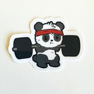 Stickers panda d'haltérophilie | Particulier | Imperméable | Autocollants résistants aux intempéries | Résistant aux rayures | Autocollants en vinyle | Découpe | Cadeau pour fête