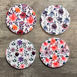 Floral Coaster, Watercolor Design, Nature Inspired Home Decor, Ceramic Coaster, Eco-Friendly Home, Coffee Table Decor, Cork Back Coaster