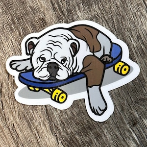 Lazy Skater Dog | Individual | Waterproof Sticker | Weatherproof Sticker | Scratch-Resistant | Vinyl Sticker | Party Favor